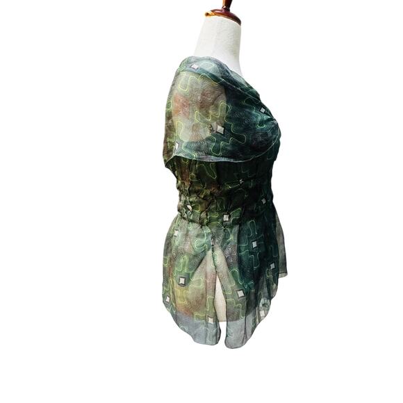 Max Studio Sheer Silk Geometric Blouse w/ Cami | Size M‎ | NWT - Picture 2 of 8